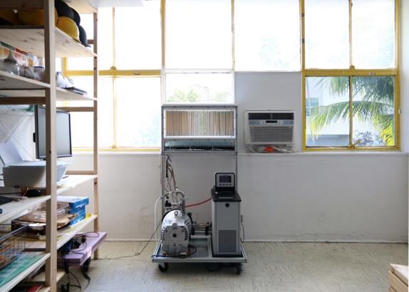 Prototype vacuum membrane dehumidification system installed in Miami field site.